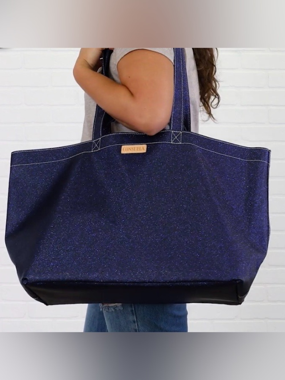 Consuela Starlight Deep Navy Glitter Tote